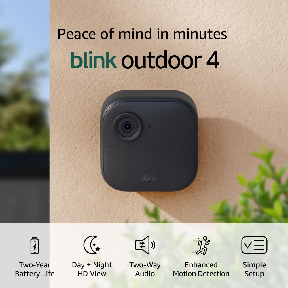 Blink Outdoor 4 (4ª Gen) – Cámara de seguridad inalámbrica con video HD, detección de movimiento, visión nocturna y más