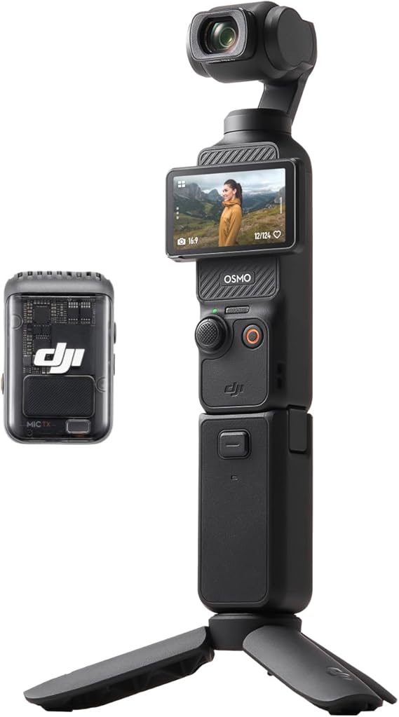 DJI Osmo Pocket 3 Creator Combo, cámaras de vlogging con CMOS de 1 pulgada, cámara de vlog 4K/120fps, estabilización de 3 ejes, seguimiento de rostro/objeto, micrófono incluido para sonido claro